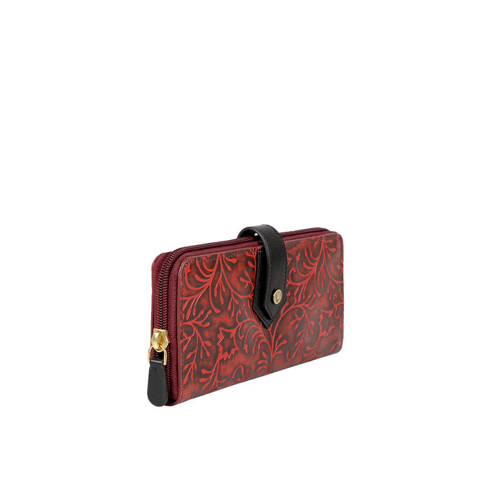 Ee Hong Kong W2 Red Leather Zip Around Wallet
