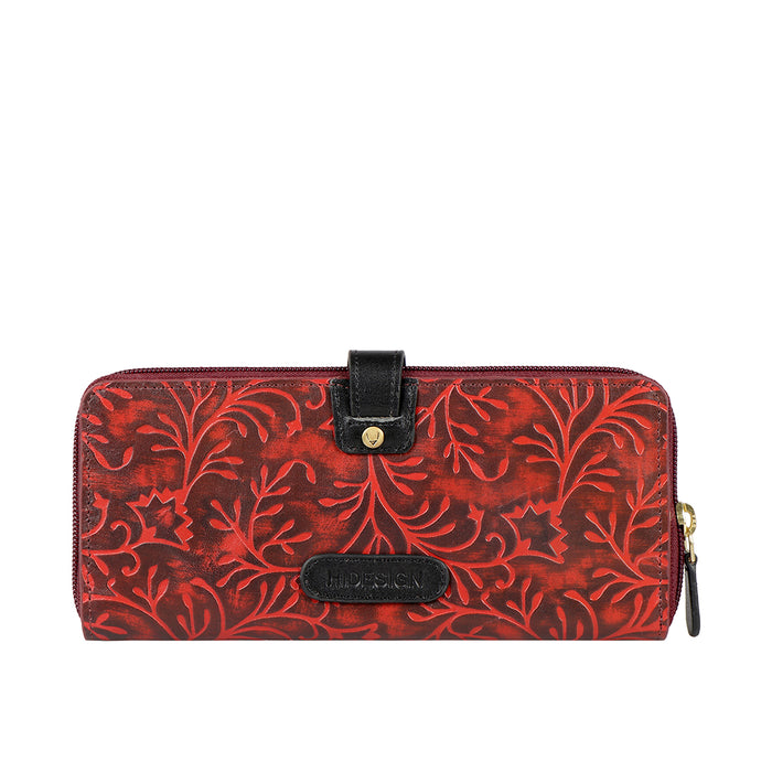 Ee Hong Kong W2 Red Leather Zip Around Wallet
