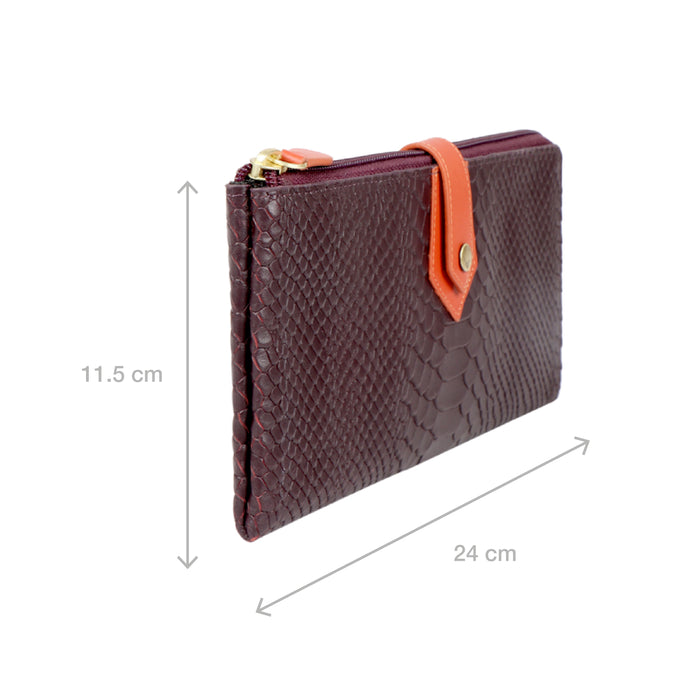 Ee Hong Kong W3 Purple Leather Zip Around Wallet