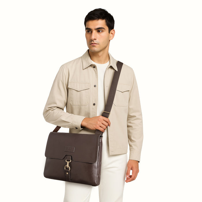 Ee Jaguar 03 Brown Leather  Messenger Bag