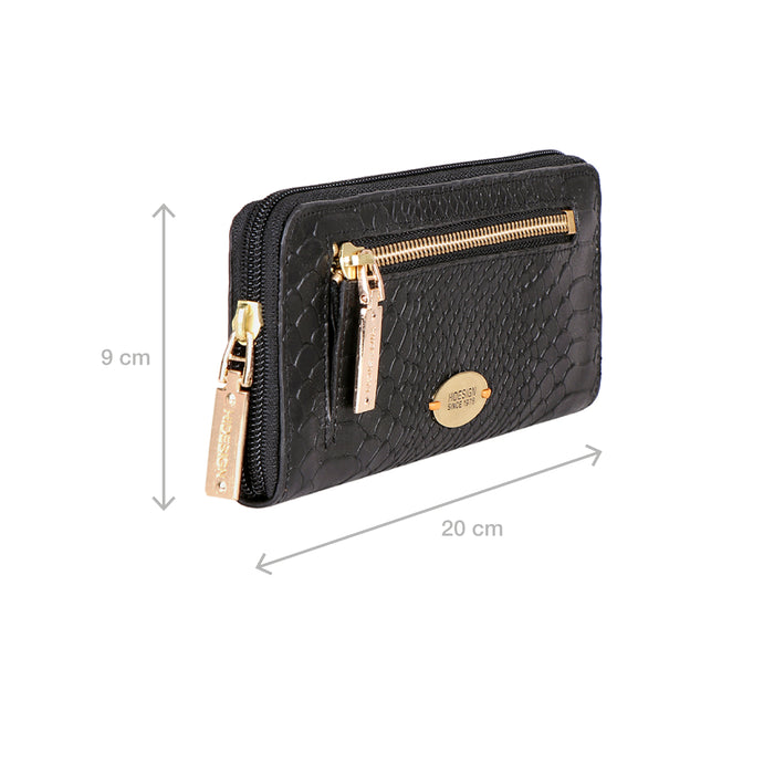 Ee Jupiter W2-M Black Leather Zip Around Wallet