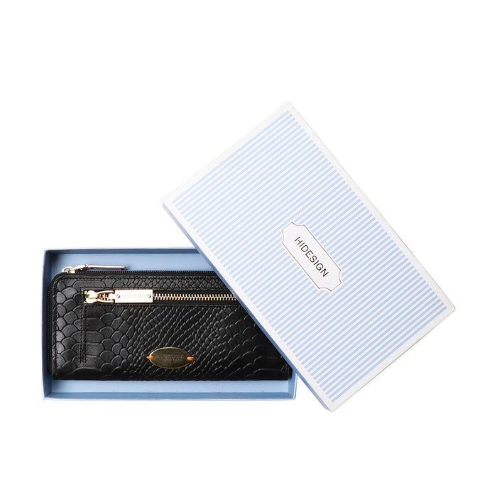 Ee Jupiter W2-M Black Leather Zip Around Wallet