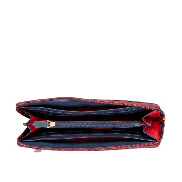 Ee Jupiter W2  Red Leather Zip Around Wallet