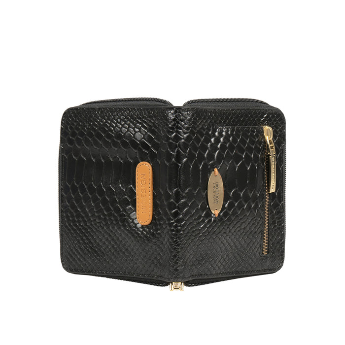 Ee Jupiter W3-M Black Leather Zip Around Wallet