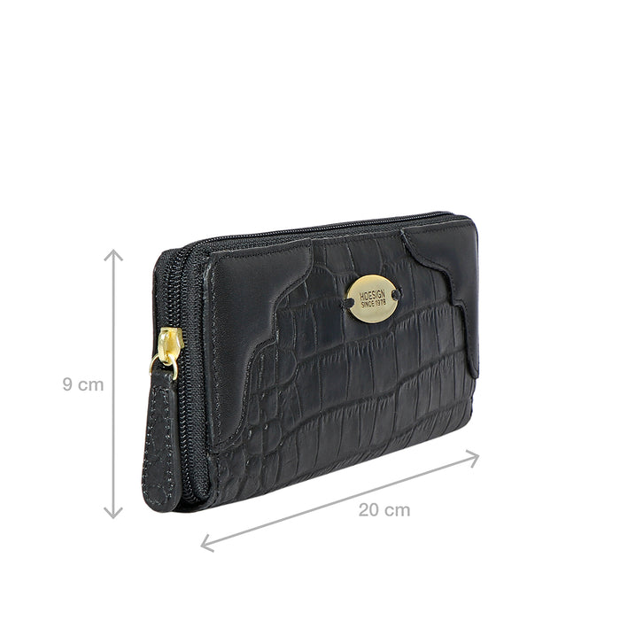 Ee Karolina W2-M Black Leather Zip Around Wallet