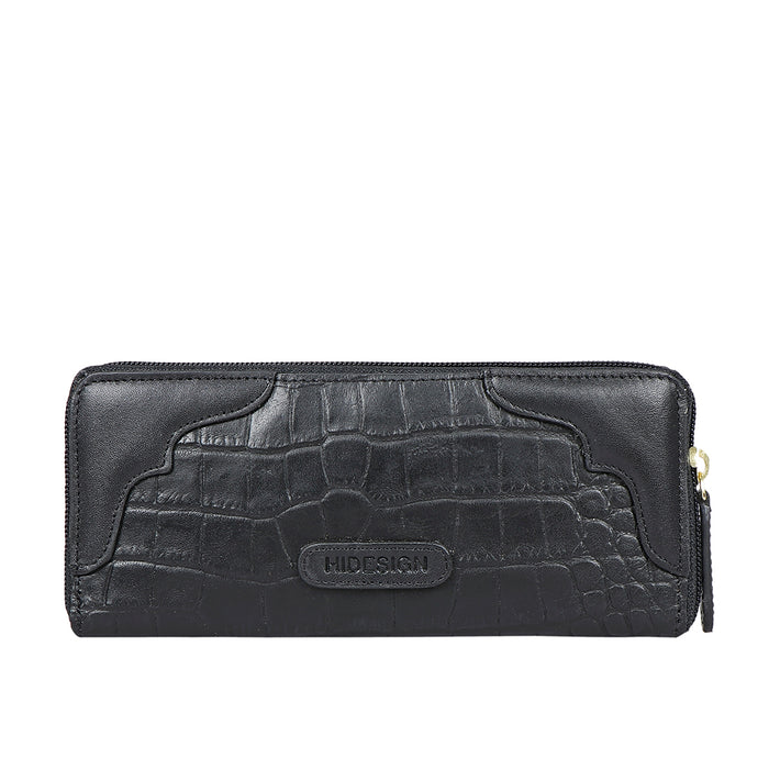 Ee Karolina W2-M Black Leather Zip Around Wallet