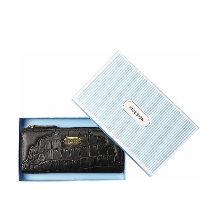 Ee Karolina W2-M Black Leather Zip Around Wallet