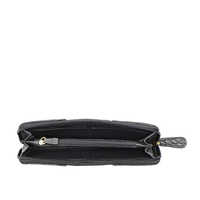 Ee Karolina W2-M Black Leather Zip Around Wallet