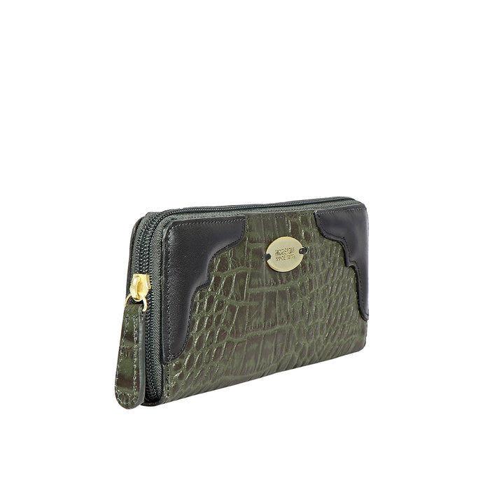 Ee Karolina W2-M Green Leather Zip Around Wallet