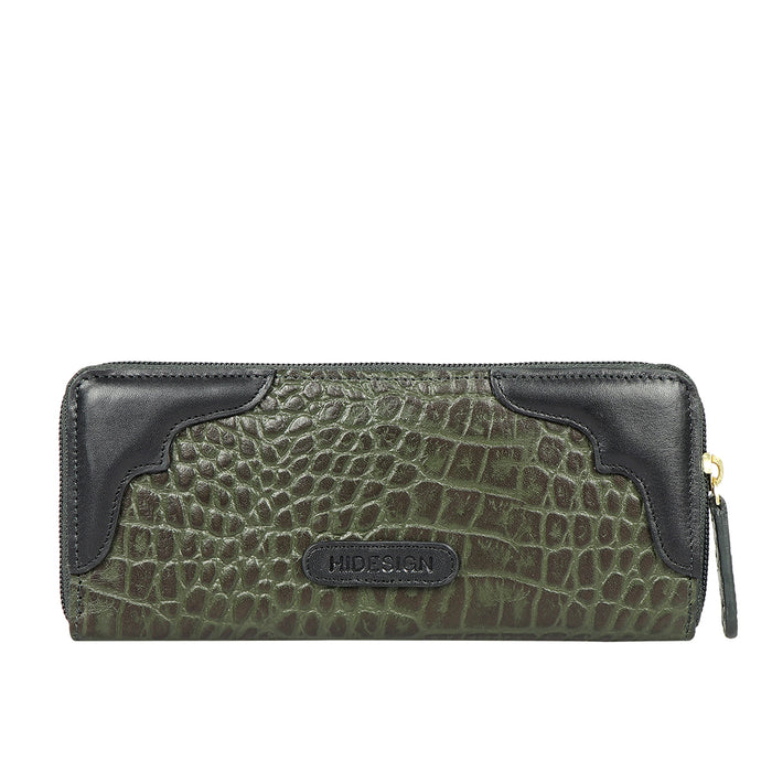 Ee Karolina W2-M Green Leather Zip Around Wallet