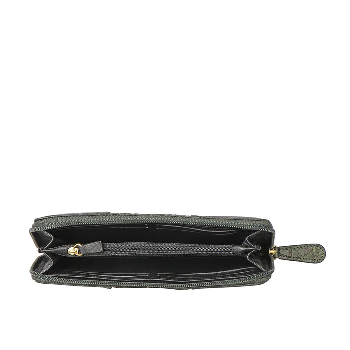 Ee Karolina W2-M Green Leather Zip Around Wallet