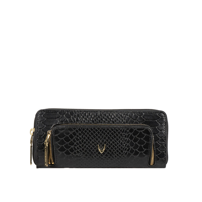 Ee Katniss W1-M Black Leather Zip Around Wallet