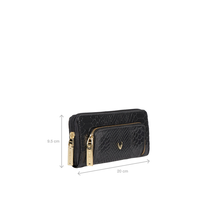 Ee Katniss W1-M Black Leather Zip Around Wallet