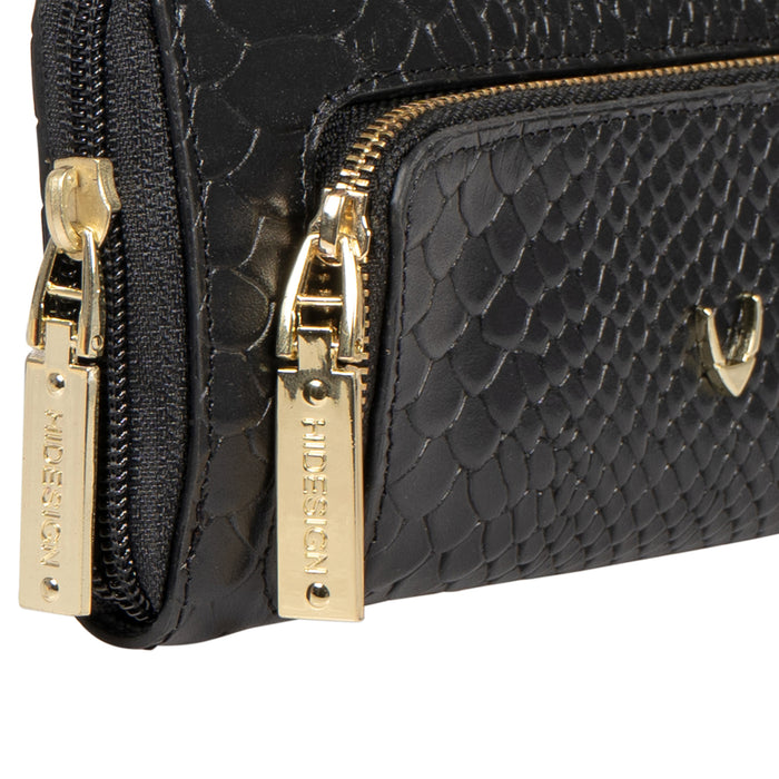 Ee Katniss W1-M Black Leather Zip Around Wallet
