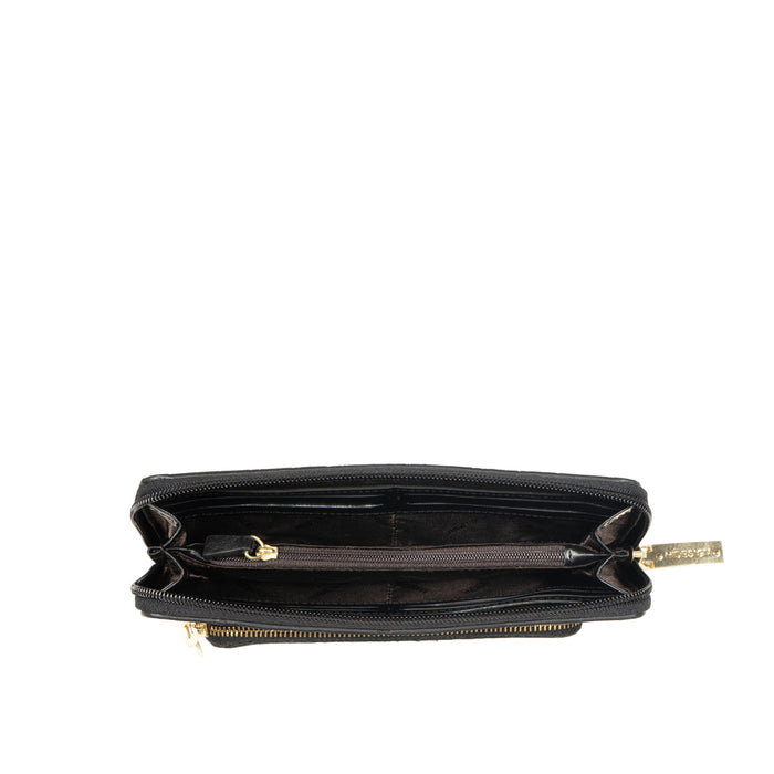 Ee Katniss W1-M Black Leather Zip Around Wallet