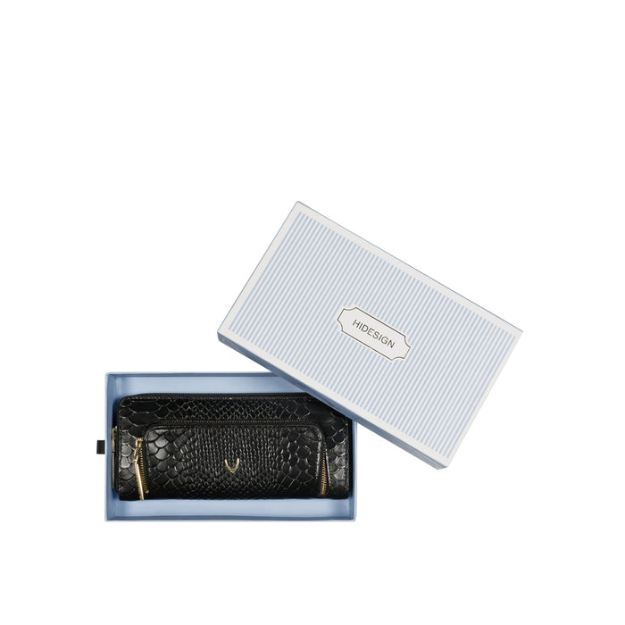 Ee Katniss W1-M Black Leather Zip Around Wallet