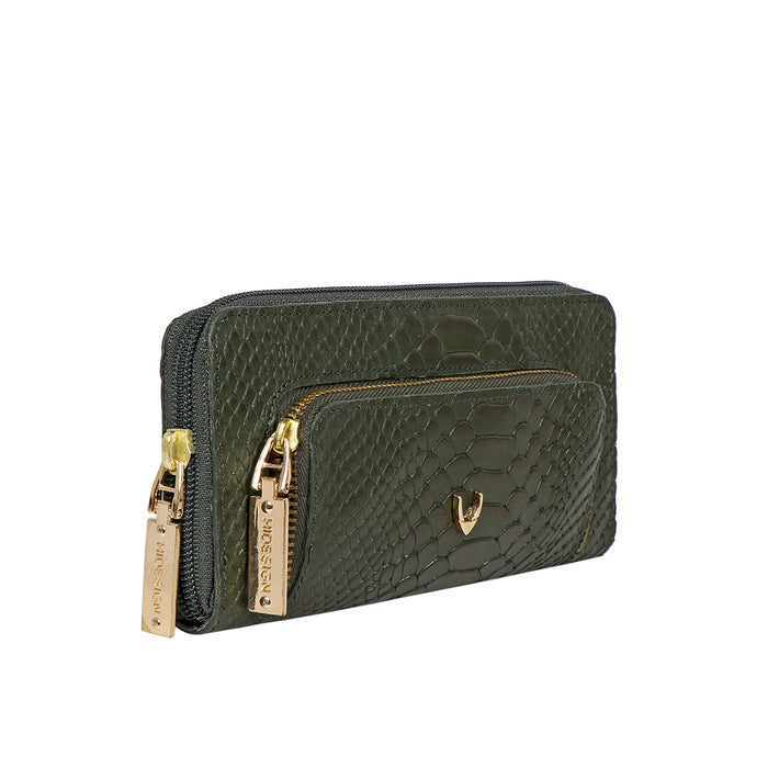 Ee Katniss W1-M Green Leather Zip Around Wallet