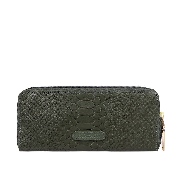Ee Katniss W1-M Green Leather Zip Around Wallet