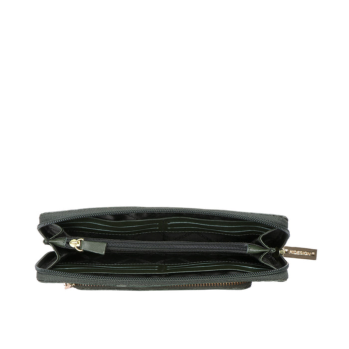 Ee Katniss W1-M Green Leather Zip Around Wallet