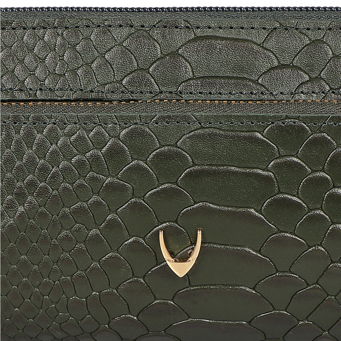 Ee Katniss W1-M Green Leather Zip Around Wallet