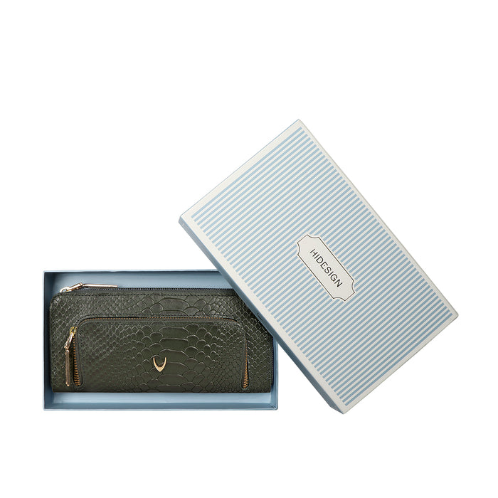 Ee Katniss W1-M Green Leather Zip Around Wallet