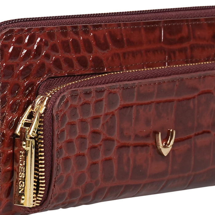 Ee Katniss W1-M Red Leather Zip Around Wallet