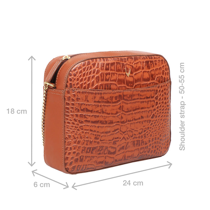Ee Keira 02 Tan Leather Sling Bag