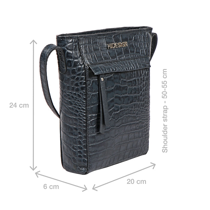 Ee Kesha 01 Blue Leather Sling Bag