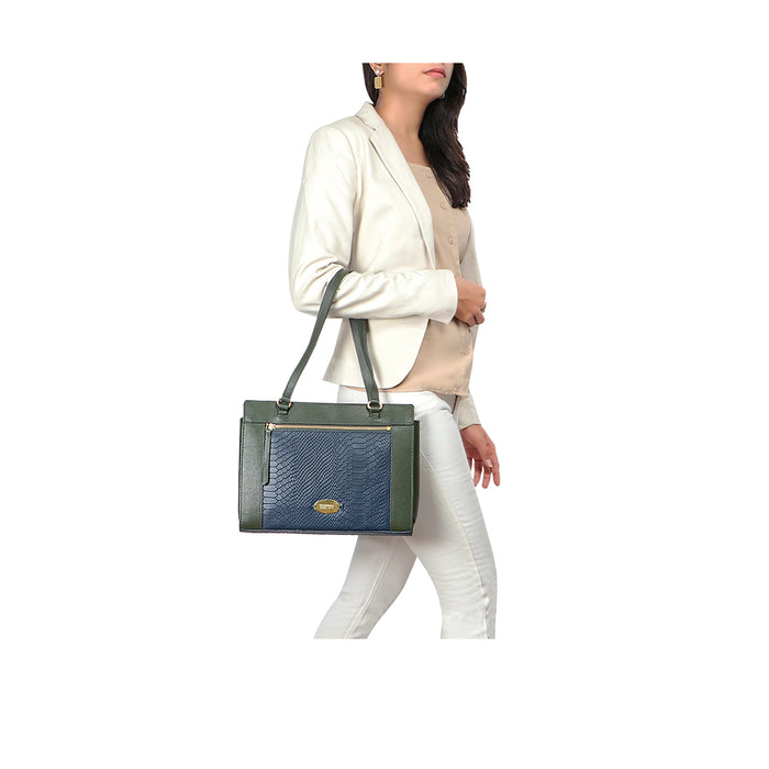 Ee Libra 02 Blue Leather Tote Bag