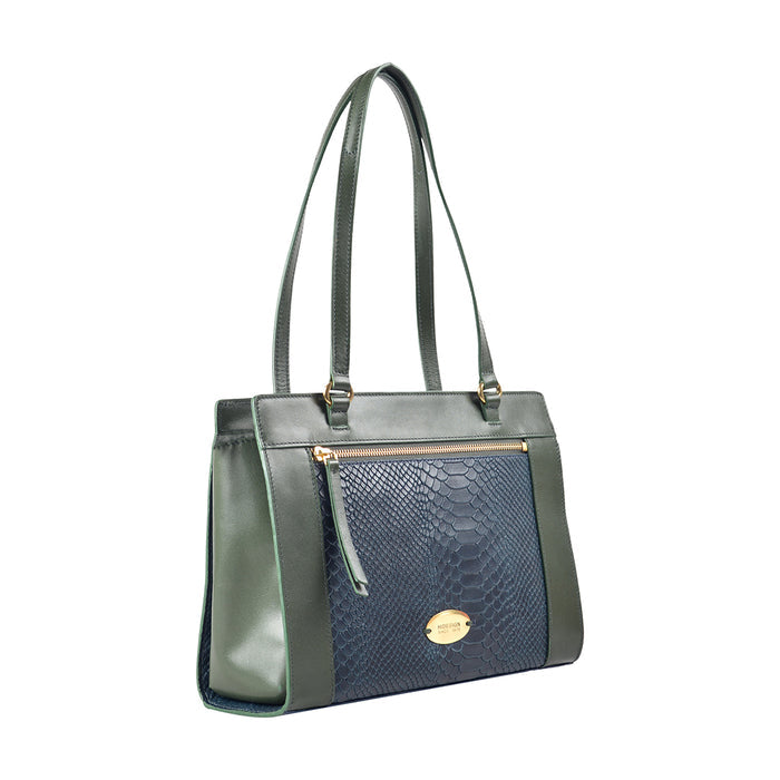 Ee Libra 02 Blue Leather Tote Bag