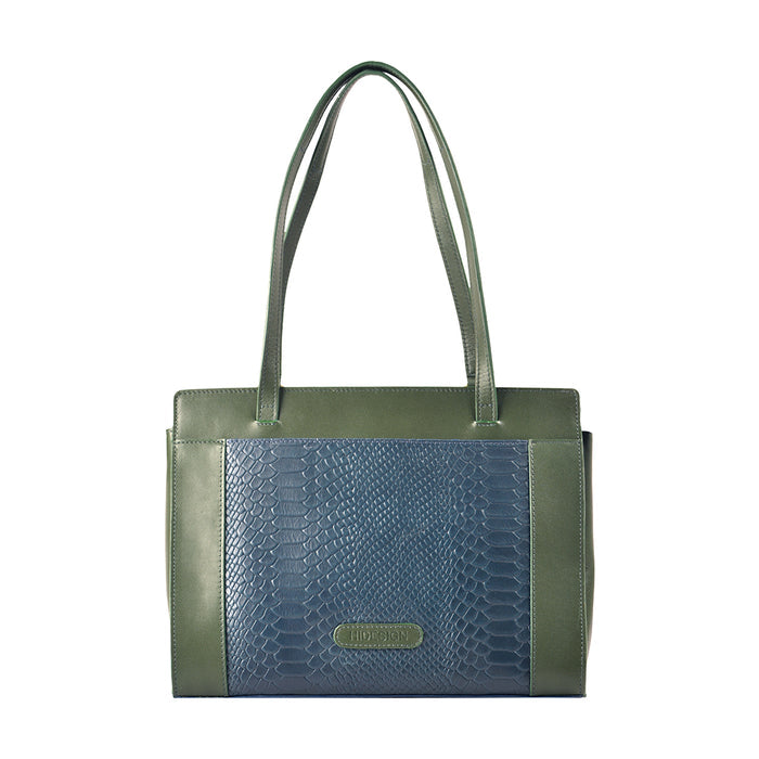 Ee Libra 02 Blue Leather Tote Bag