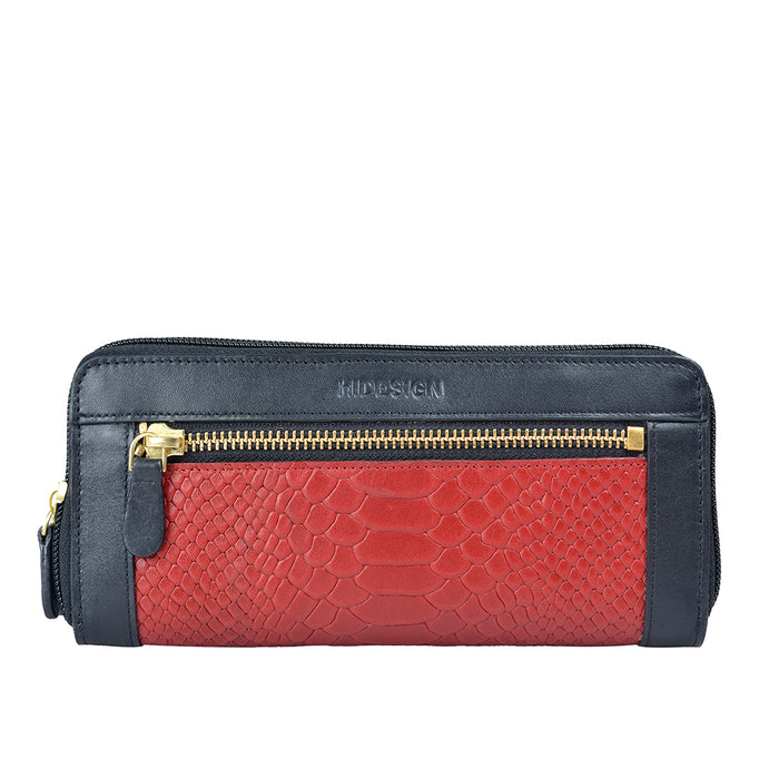 Ee Libra W2  Red Leather Double Zip Around Wallet