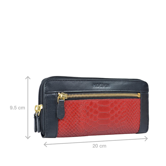 Ee Libra W2  Red Leather Double Zip Around Wallet