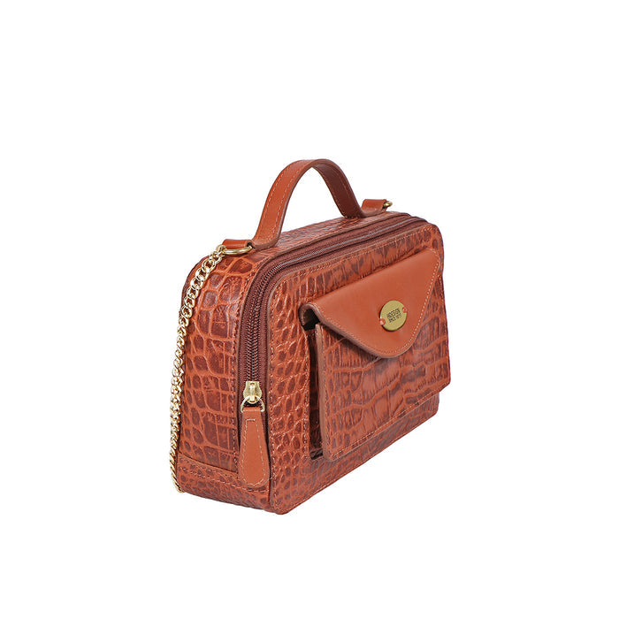 Ee Lilac 02 Tan Leather Sling Bag