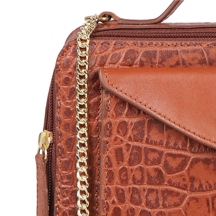 Ee Lilac 02 Tan Leather Sling Bag