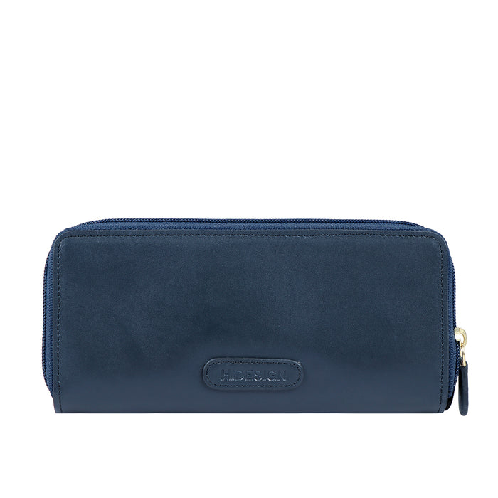 Ee Lilac W1 Blue Leather Double Zip Around Wallet