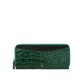 Ee Lilac W1-M Green Leather Double Zip Around Wallet