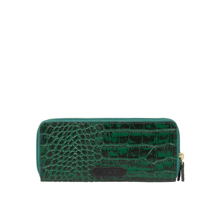 Ee Lilac W1-M Green Leather Double Zip Around Wallet
