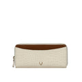 Ee Lilac W1-M White Leather Double Zip Around Wallet