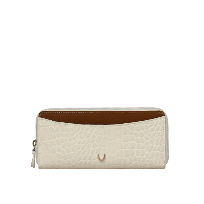 Ee Lilac W1-M White Leather Double Zip Around Wallet