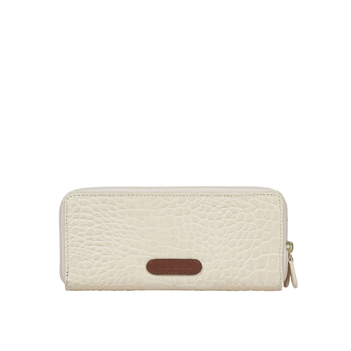 Ee Lilac W1-M White Leather Double Zip Around Wallet