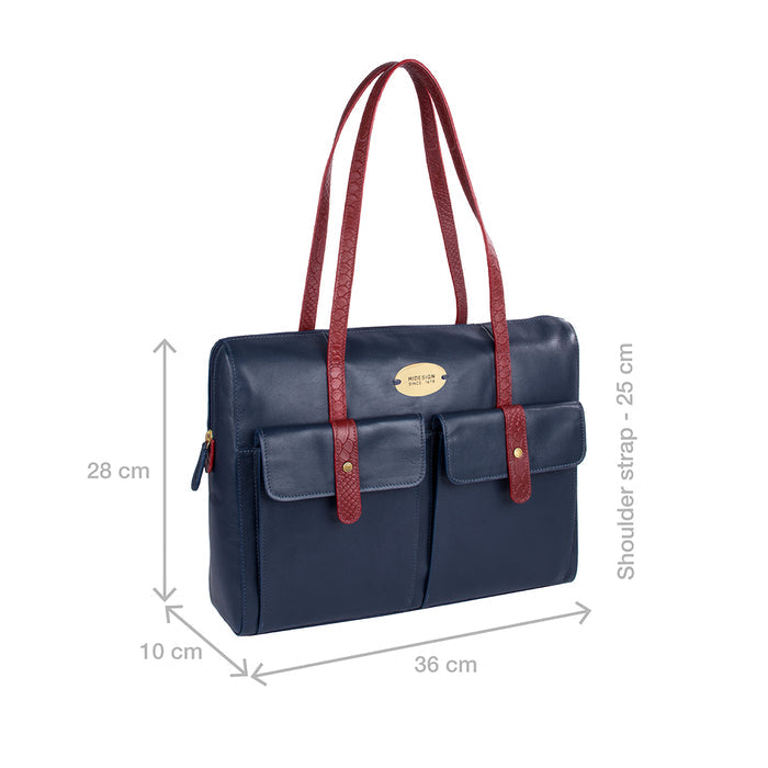 Ee London 01 Blue Leather Tote Bag