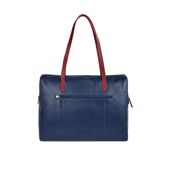 Ee London 01 Blue Leather Tote Bag