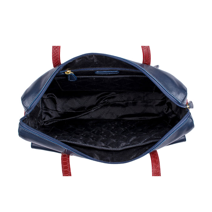 Ee London 01 Blue Leather Tote Bag