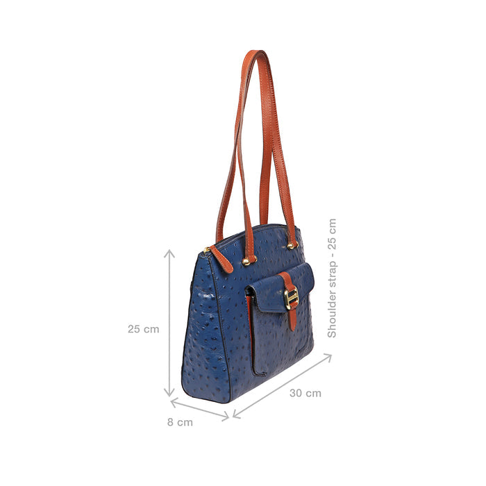 Ee Lotus 02 Blue Leather Shoulder Bag