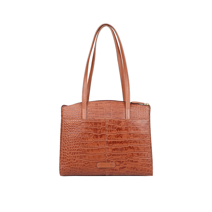 Ee Lotus 02 Tan Leather Tote Bag