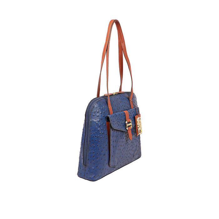 Ee Lotus 03 Blue Leather Shoulder Bag
