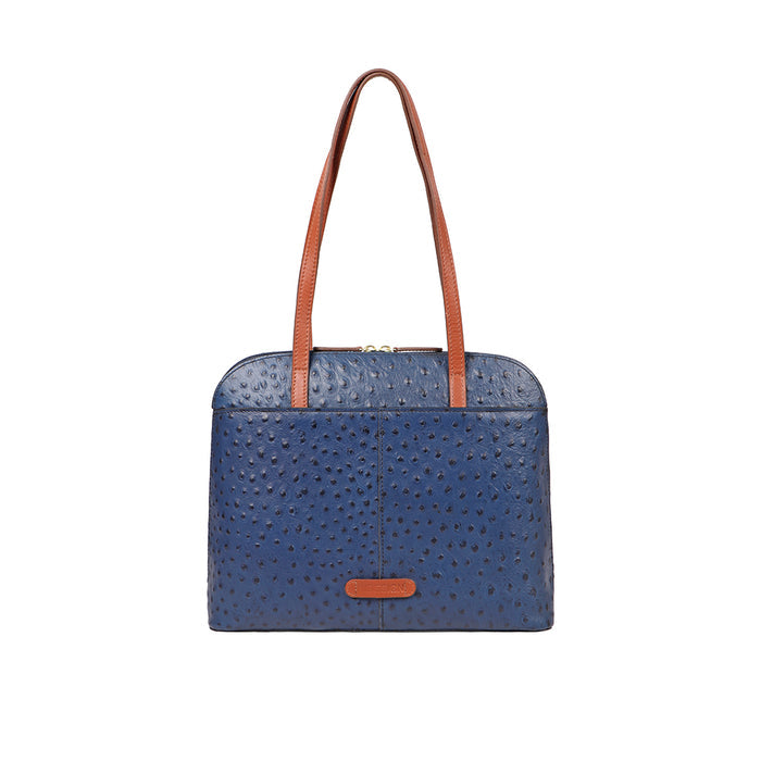 Ee Lotus 03 Blue Leather Shoulder Bag