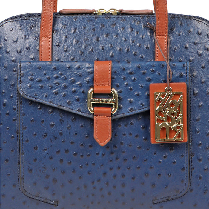 Ee Lotus 03 Blue Leather Shoulder Bag