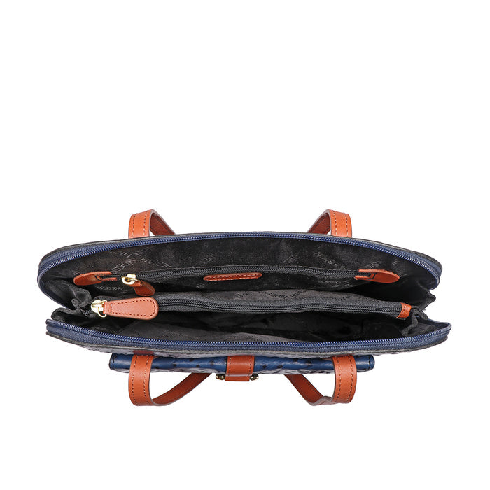 Ee Lotus 03 Blue Leather Shoulder Bag